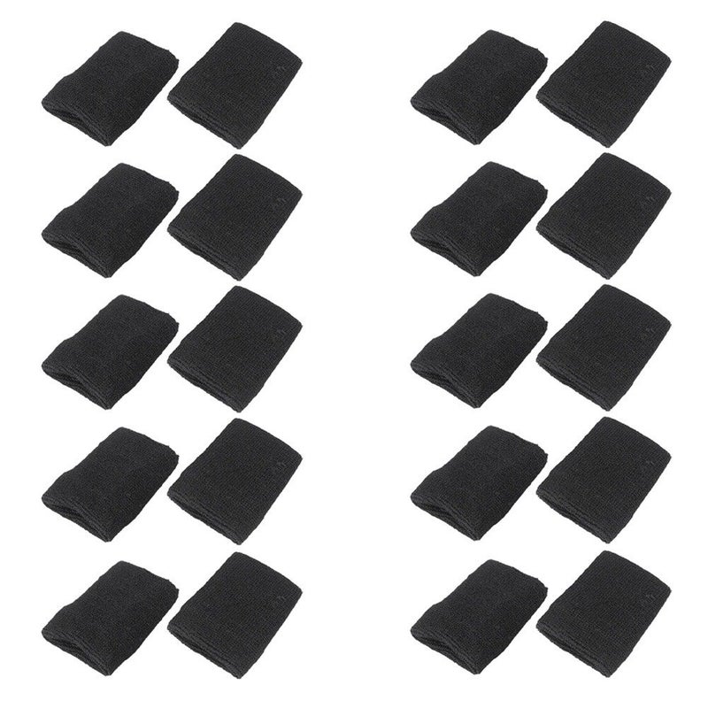 Mallofusa 10 Pack Colorful Sports Basketball Football Absorbent Wristband Party Outdoor Activity (Black) Standard - Image 1